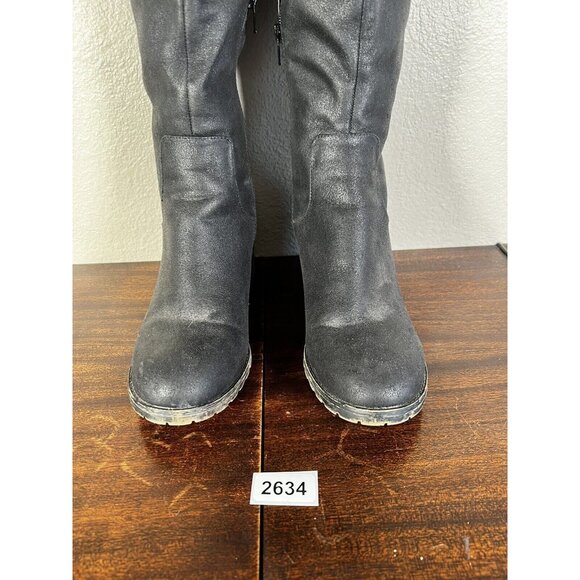 So Sled Women's Boots Over The Knee Sz 9 Black Tall Riding Vegan Lug Sole - Picture 6 of 11